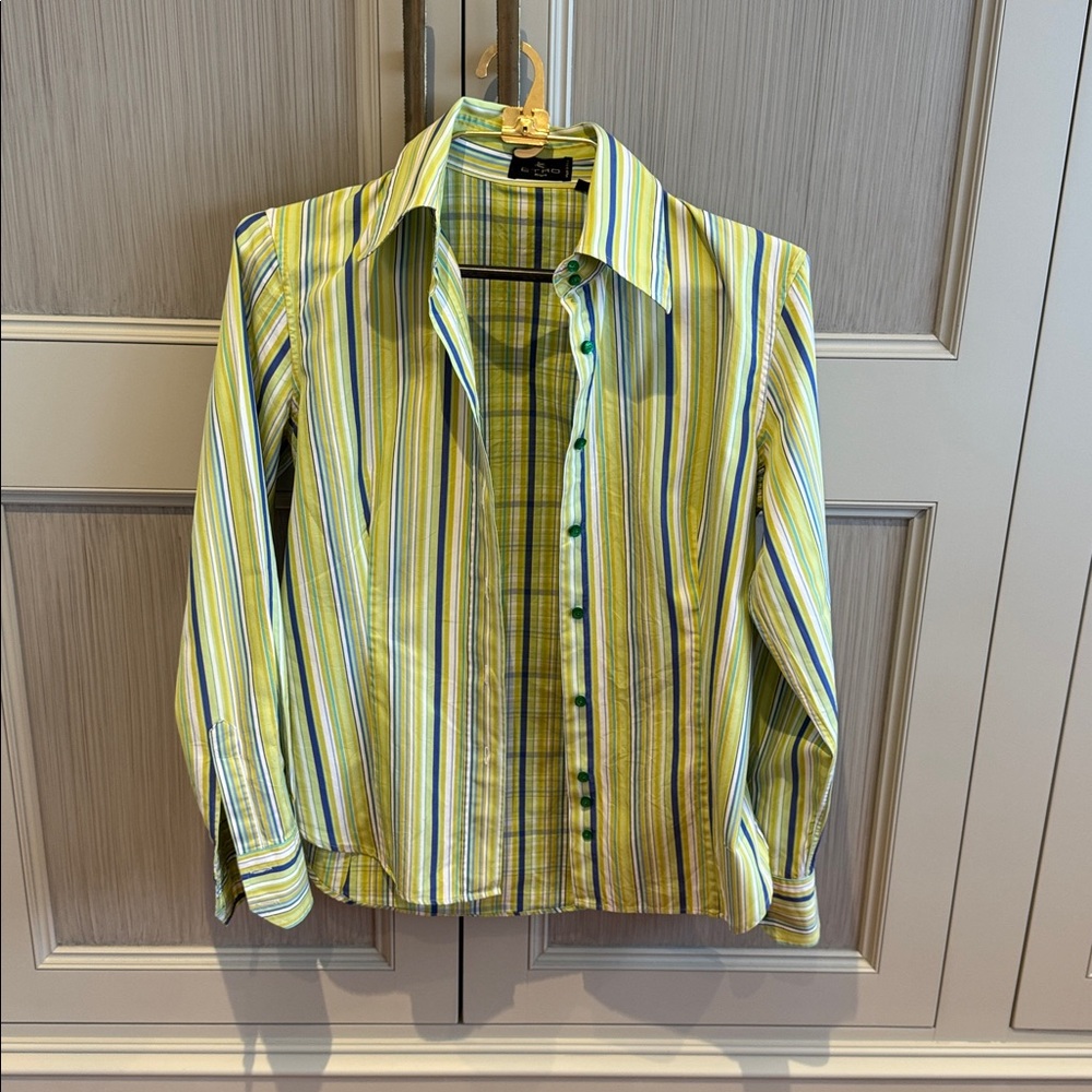 Etro ladies green and blue shirt in like-new condition size 46